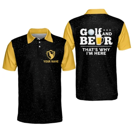 Personalized 3D Funny Golf Polo Shirts for Men Golf and Beer Mens Golf Shirts Lightweight America Golf Polos Dry Fit GOLF